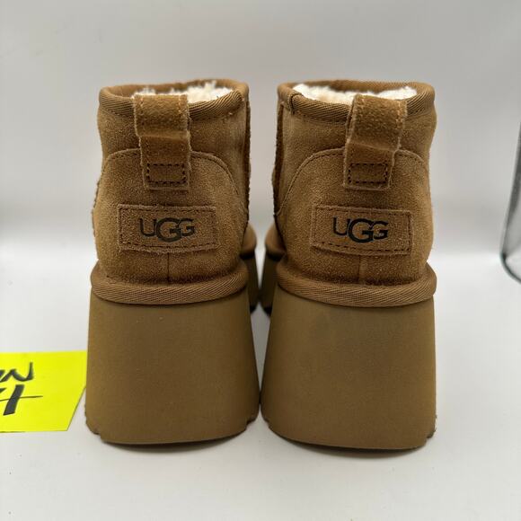 UGG Women's 7 Ultra Mini New Heights Chestnut Suede Slip On Platform 1158311 - Picture 3 of 5